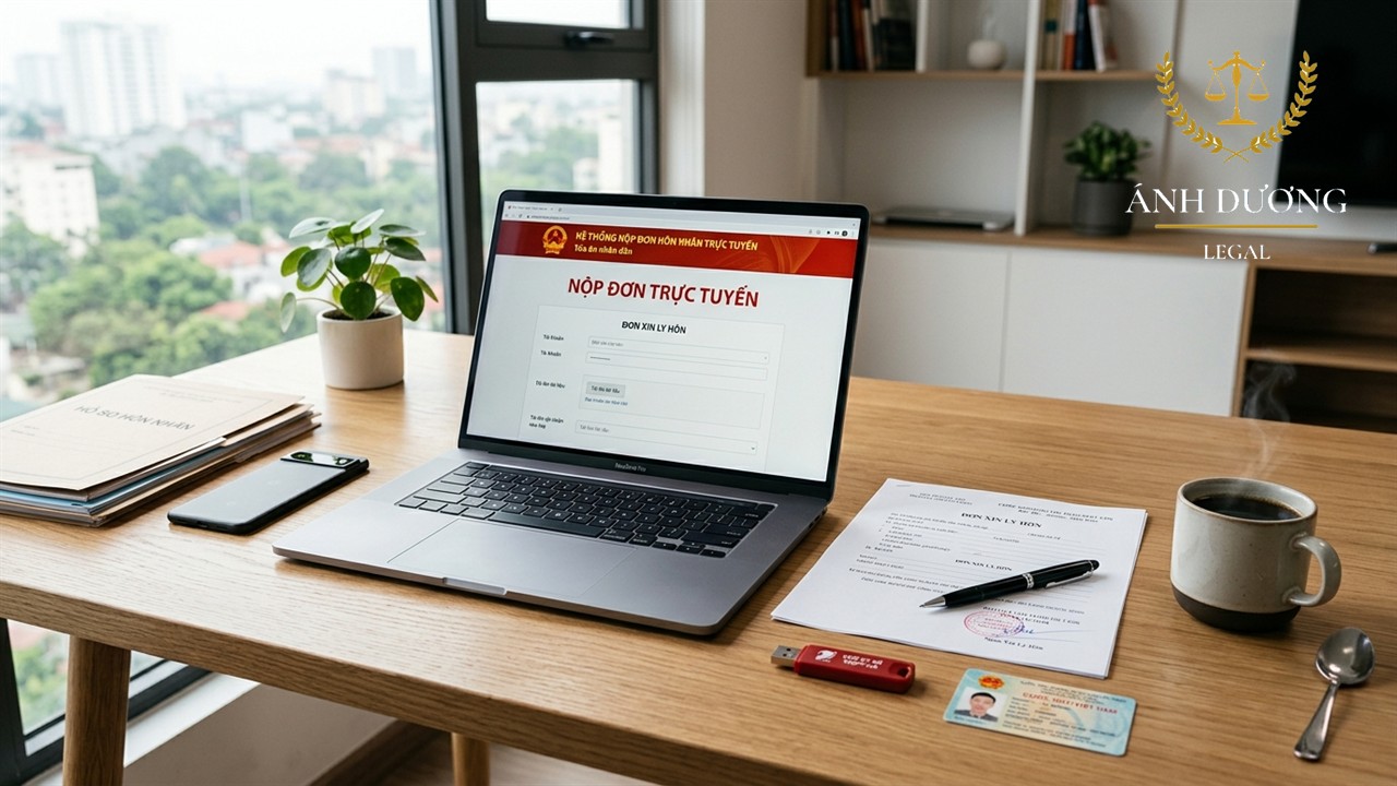 Giao diện nộp hồ sơ ly hôn trực tuyến Cổng dịch vụ công và VNeID